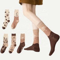 Chaussettes Cartoon Coffee Brown Pattern Crew pour hommes