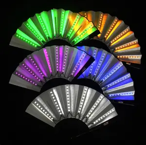 Luminous LED Folding Fan Nigh Club Dancing Lights Fan Wedding Gift For Guests Glow In The Dark Birthday Party Supplies Halloween