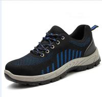 Chaussures de sécurité sportives en tissu noir pour hommes, avec embout en acier, antidérapantes, idéales pour le travail et la protection électrique