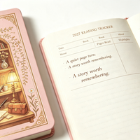 Carnet à couverture rigide avec illustration de bibliothèque, journal personnalisé, impression florale rose, agenda pour salle d'étude, cadeau pour lecteur