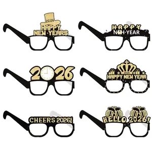Nouvel An Décorations De Fête Drôle Noir Or Papier Lunettes Personnalisé En Gros Photo Props Cheers 2026 - Product Image 3