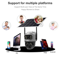 Caméra solaire WIFI V380 à double objectif, 2 objectifs, 3 écrans, 6MP, H.265, interphone bidirectionnel, IP66, étanche, caméra CCTV solaire à double objectif