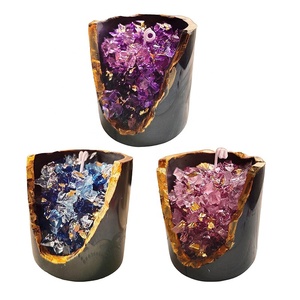 Aromathérapie Aroma Aromatique Décor À La Maison Décoration Artisanat Bougies En Cristal De Guérison Cristaux De Feuille D'or Cadeau De Luxe Bougie Parfumée - Product Image 1