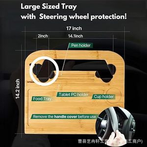 Plateau de volant de voiture en bois, support pour ordinateur portable, plateau de repas portable pour voiture - Product Image 1