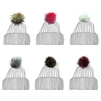 10cm couleur bleu violacé fourrure artificielle en peluche fausse fourrure de renard pompon avec bouton pour bonnet chapeau (pour les articles en stock uniquement)