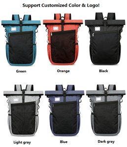 Roll Top Backpacks 46cm Foldable Laptop Backpack 15.5 Inch Heathered Mesh Pocket Internal Zip <b>Padded</b> Velcro Custom Logo 6 Colors - Product Image 4