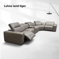 Ensemble de canapés électriques fonctionnels de style italien avec grand coin plat Canapé de cinéma maison en cuir véritable pour salon villa