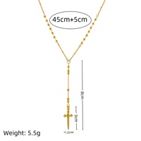 Collier minimaliste en forme de Y pour femme, bijoux en perles, plaqué or 18 carats, charme en zircon en forme de croix