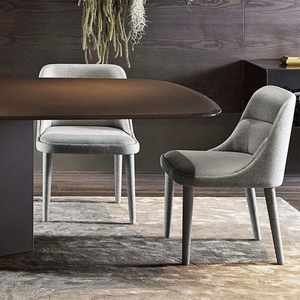 Sillas de comedor de lujo, muebles de sala de estar de estilo nórdico, asiento de cuero con sillas de comedor de madera maciza - Product Image 1