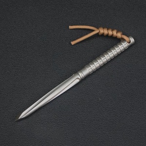 Stylet tactique de deuxième génération en alliage de titane Tc21 traité thermiquement 55Hrc, outil de défense personnelle pour l'extérieur, gris, droit, avec étui - Product Image 4