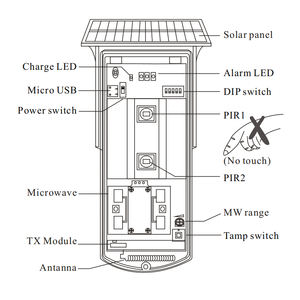 Nuevo Sensor de Movimiento Inalámbrico de 433MHz EV1527 ABS con Energía Solar, Carga USB, Microondas, 2PIR, Apto para Mascotas, para Sistema de Alarma Doméstica - Product Image 6