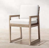 Ensemble de table et chaises de salle à manger d'extérieur modernes, imperméables, durables, en teck massif, meubles de jardin de luxe, villa, hôtel, plage