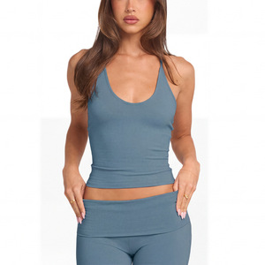 Nouveau débardeur de sport 2026 pour femme, col licou à nouer, <span class=keywords><strong>dos</strong></span> ouvert, coupe courte, sensation seconde peau, séchage rapide, extensible dans les 4 sens, pour le yoga - Product Image 4