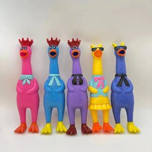 Köpekler için büyük Loud Squeak tavuk oyuncak sokak durak sıcak satış Pet oyuncak karikatür taç dekoratif kauçuk malzeme stres giderici oyuncak - Product Image 3