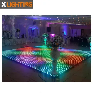 ดิสโก้ดีเจจัดงานแต่งงานแสง SD ควบคุม8*8พิกเซลดิจิตอล LED ฟลอร์เต้นรำ