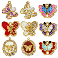 Pendentif en acier inoxydable en forme de papillon perlé, pendentifs ovales pour femmes, breloques pour la fabrication de bijoux DIY