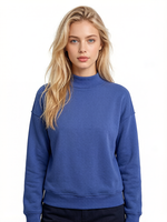 Haut décontracté tendance pour femme, col montant, coupe ample, en coton
