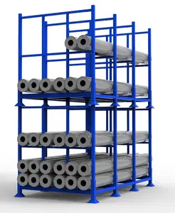 Aangepaste Commerciële Stapel Metalen Pallet Rekken Stof Roll Stapelen Planken Reserve Opslag Display Opbergrek Voor Magazijn