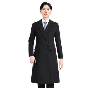 Abrigo Profesional Grueso de Doble Botonadura para Otoño e Invierno, para Hombre y Mujer, Negro, Atuendo Formal, para Viajeros Diarios, <span class=keywords><strong>Vendedores</strong></span>, para Usar en la Oficina, Largo - Product Image 3