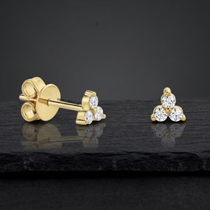 Pendientes de Diamantes Cultivados en Laboratorio con Tres Piedras en Racimo para Mujer, Oro de 10K, 14K, 18K, Plata 925, 935, Joyería Fina Minimalista - Product Image 2