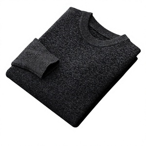 Pull en tricot uni pour homme, manches longues, coupe classique, gris, automne, 2027 - Product Image 3