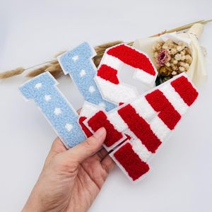 เสื้อยืดแพทช์ chenille จาก USA คุณภาพสูง4th ของ july 14ซม. แผ่นตัวอักษร chenille ดาวสหรัฐอเมริกาแผ่นรีดสำหรับวันเสื้อผ้าอิสระ - Product Image 4