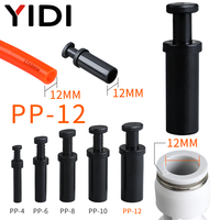 Raccord pneumatique à poussoir rapide YIDI série PP, en plastique noir, à tige droite, bouchon de tuyau, 4 6 8 10 12 mm