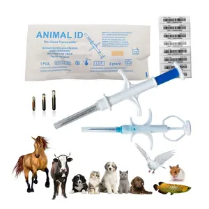 134.2kHz RFID động vật chip Pet ID tiêm vi mạch cho chó mèo 2.12x12 mét với ống tiêm FDX-B iCar cấp giấy chứng nhận