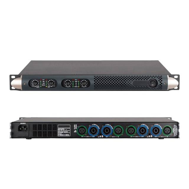 Professional 600W Class D 4-Channel Power Amplifier 1U Rack Mount Audio System Four Independent Amplifiers High Performance
