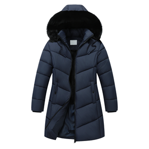 Veste matelassée décontractée à capuche coupe ajustée imperméable coupe-vent avec fermeture éclair et doublure en laine tissée - Product Image 1