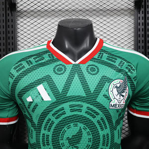 Camiseta de Fútbol de Manga Corta con Cuello en V de Poliéster, Versión Jugador de la Selección Nacional de México, Local/Visitante, Personalización para Adultos, Comercio Transfronterizo - Product Image 2