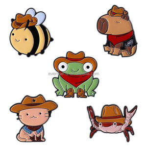 Seri Capybara lencana lebah Lucu & kodok Enamel Pin lucu kerajinan logam grosir - Product Image 5
