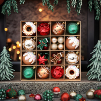 Offre directe ornement de noël boule et arbre boîte en plastique brodée ensemble fournitures de fête de noël artificielles