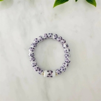 Pulsera de Cerámica Chapada en Oro con Diseño Único Hecho a Mano para Mujer, con Cuentas, Letras y Patrón Geométrico, Piedra Principal, Regalos