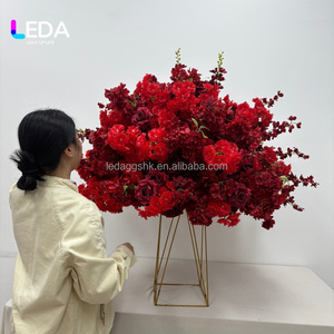 LEDA อุปกรณ์จัดงานแต่งงาน ลูกบอลดอกไม้สีแดงขนาด 90 ซม. 3 ฟุต ช่อดอกไม้งานแต่งงาน ของตกแต่งงานแต่งงานสำหรับตกแต่งงานแต่งงาน - Product Image 4