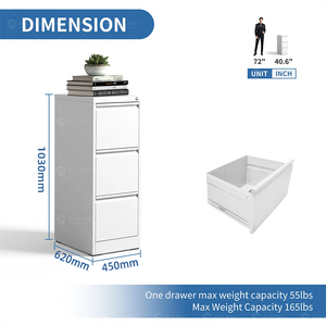 Archivador Metálico Vertical Personalizado de 3 Cajones para Tamaño A4/Legal/Carta, Archivador de Acero para Oficina/Hogar con Cerradura - Product Image 3