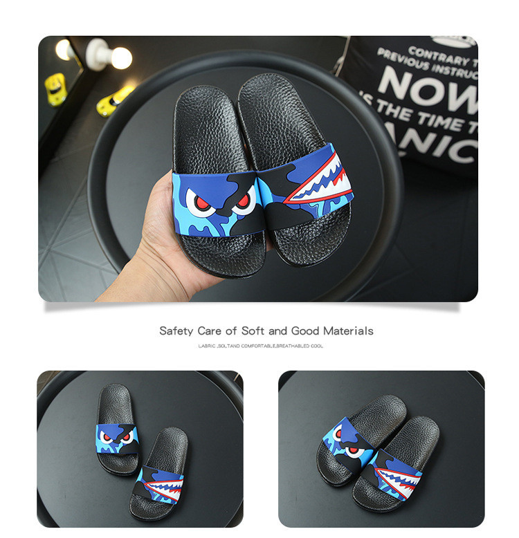 Children Cartoon Shark Summer Sandals Non-Slip Flat Beach Flip Flop House Shoes Slippers for Kids