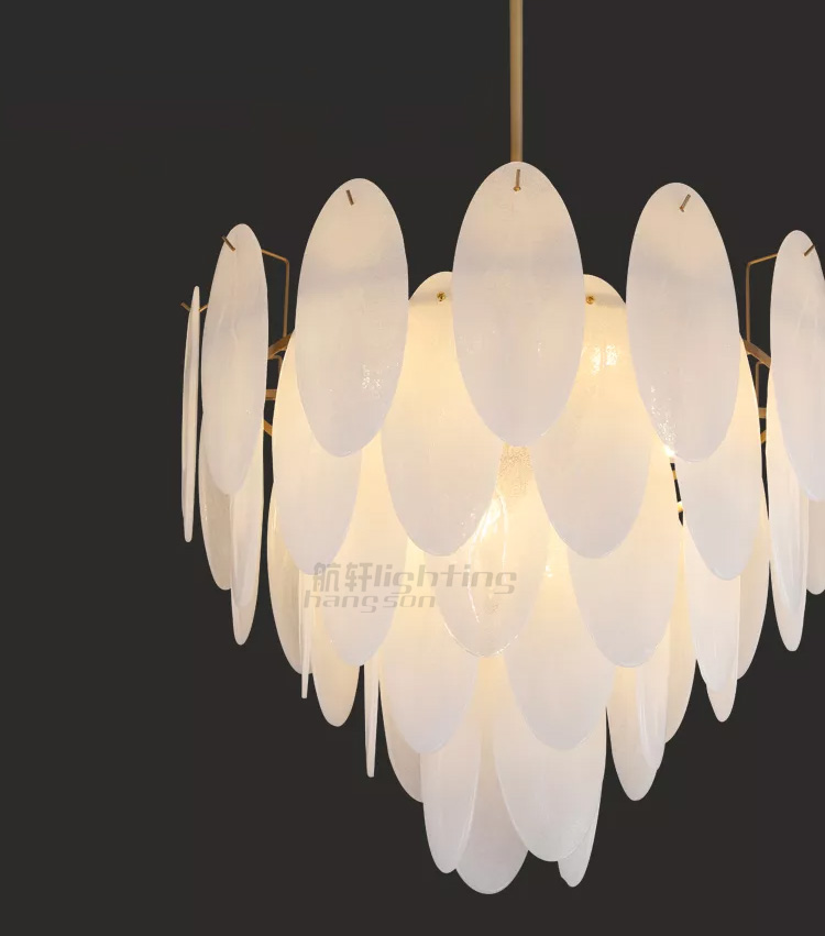 2022 round indoor luxury pendant light hanging lights nordic modern white handmade glass chandeliers for home