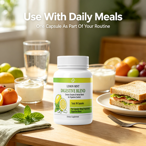 Cápsulas de Enzimas Digestivas de Limón y Menta Personalizadas OEM ODM, 90 Cápsulas Vegetales, Mezcla Herbal Digestiva, Apoyo Diario para el Confort Digestivo - Product Image 3