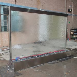 Cascada de agua personalizada para jardín, de acero inoxidable, con base de suelo y cascada de vidrio. - Product Image 1