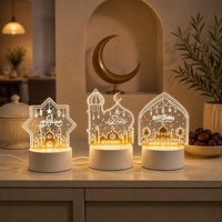 Lampe de nuit LED rechargeable par USB en plastique écologique pour la décoration de la maison musulmane, motif mosquée et croissant de lune, pour le Ramadan et les fêtes islamiques