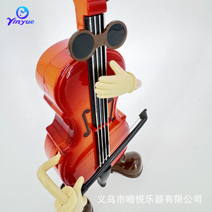 Boîte à musique en plastique avec design de violoncelle, décoration de bureau rotative, cadeau pour étudiants et amis - Product Image 2