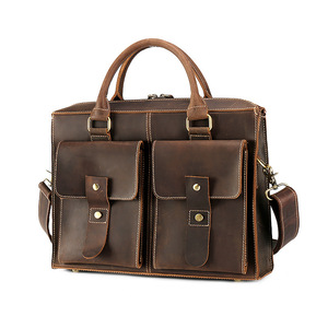 Mattis Porte-documents en cuir pour homme, sacoche pour ordinateur portable de 14 pouces, style rétro horizontal, sac à bandoulière marron foncé - Product Image 5