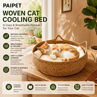 Panier pour chat en jonc de mer PAIPET, lit rond tressé pour chat avec poignées et coussin en peluche, nid d'intérieur pour chats, vente en gros personnalisée