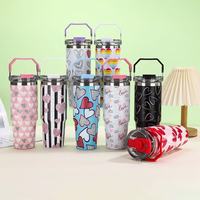 Nouvelle tasse isotherme portable en acier inoxydable de 30 oz grande capacité avec paille pour voiture, idéale pour l'extérieur, cadeau parfait