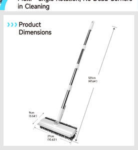 Manuel 360 °   Brosse de nettoyage rotative pour sols, manche long réglable, nettoyeur de sol 3-en-1 pour salle de bain avec grattoir OEM - Product Image 5