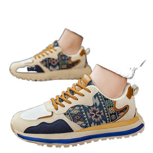 Chaussures de sport décontractées à lacets pour hommes, à semelle épaisse, avec motif géométrique, style Old Dad, baskets pour hommes - Product Image 4