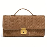 Tas Selempang Wanita Kulit PU Suede Anti Air dengan Logo Custom, Rantai, dan Desain Fashion untuk Musim Dingin