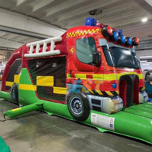 Nouveau design 3D camion <span class=keywords><strong>de</strong></span> pompiers parcours d'obstacles <span class=keywords><strong>voiture</strong></span> au sol château gonflable toboggan Combo obstacles gonflables parcours d'assaut à vendre - Product Image 4