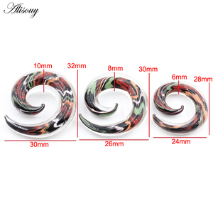 Alisa anting-anting, 2 buah kaca siput <span class=keywords><strong>Spiral</strong></span> lancip telinga plug terowongan Expander anting-anting tulang rawan pengukur daging tindik perhiasan tubuh - Product Image 3